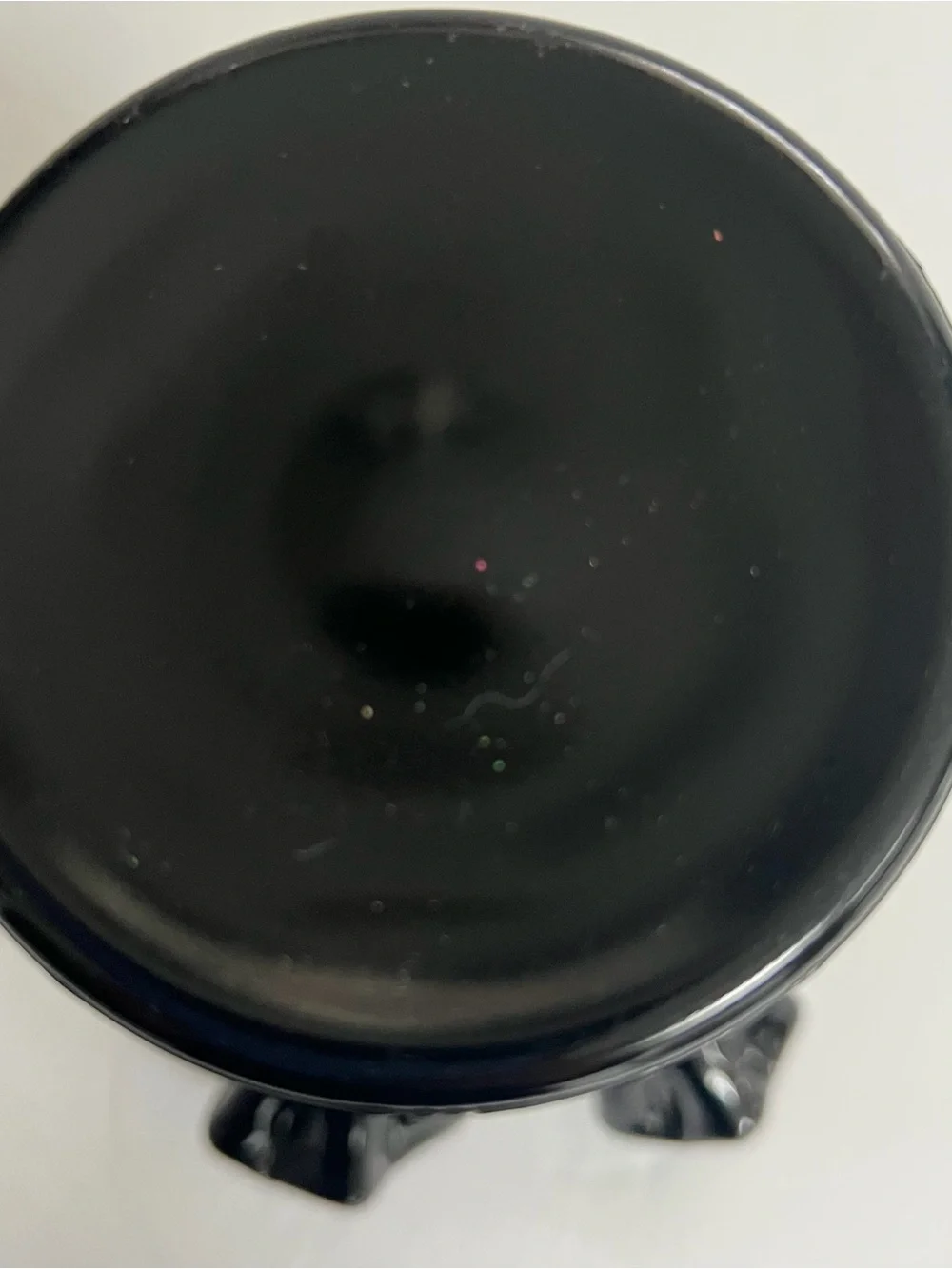 Glossy Black Ruffled Pedestal Compote